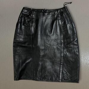 Vintage 80s/90s Erez Sport Leather Midi Skirt Size 6 Biker Grunge